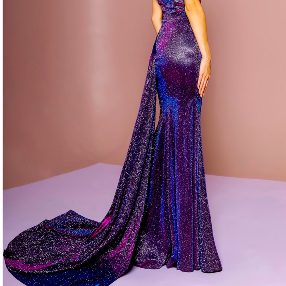GLS Glitter Evening Gown w/ Illusion and Cape
